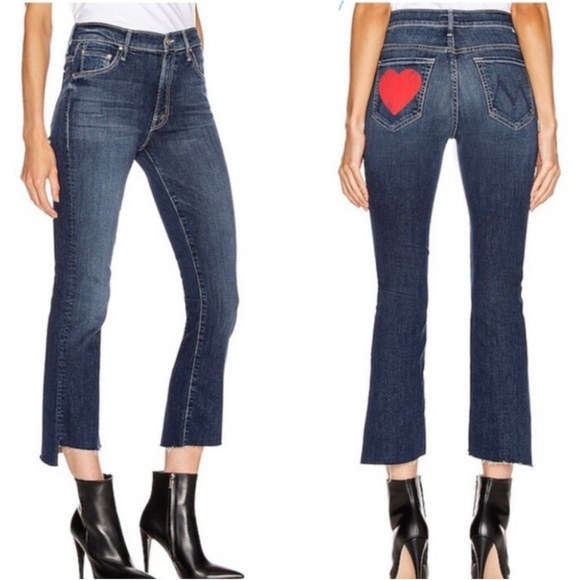 MOTHER Denim - MOTHER Women's Boot Cut Jeans - Blue with Red Heart